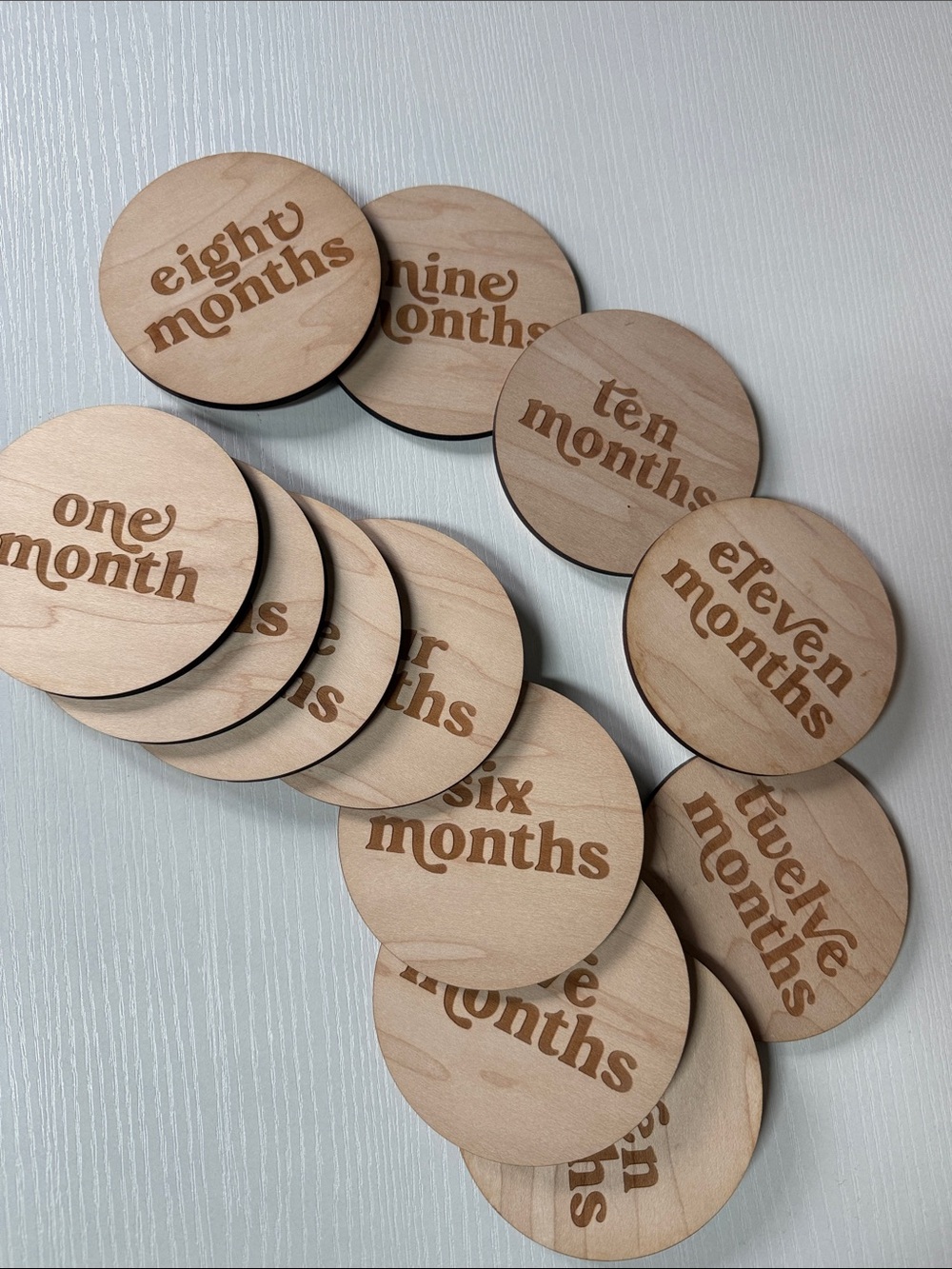 Wooden Baby Milestone Discs for every month